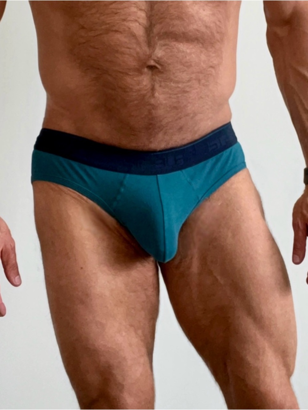 Men's Teal Briefs with Black Waistband - Supportive Low-Rise Fit